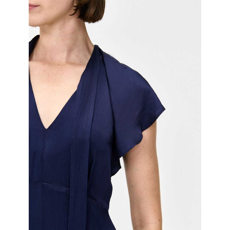 Veronika Maine Hammered Satin Draped Neck Midi Dress image number 2